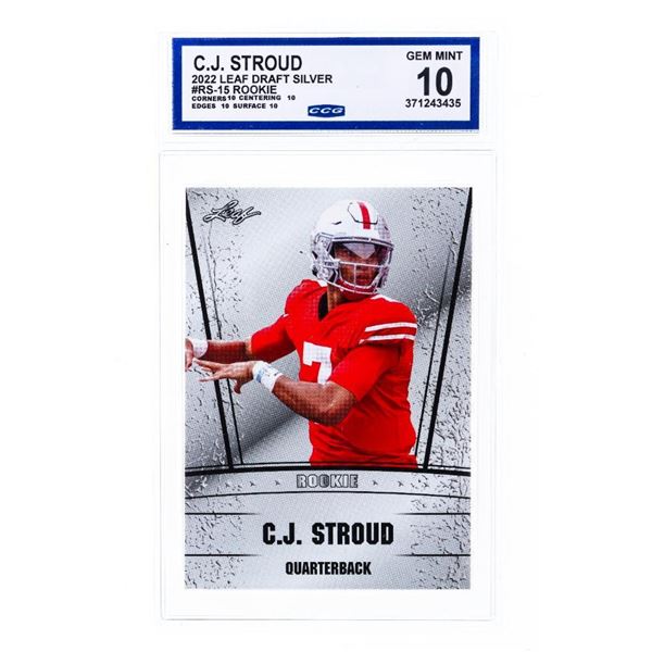 2022 LEAF DRAFT SILVER #RS-15 Rookie -C.J. Stroud" Gem Mint 10 CCG
