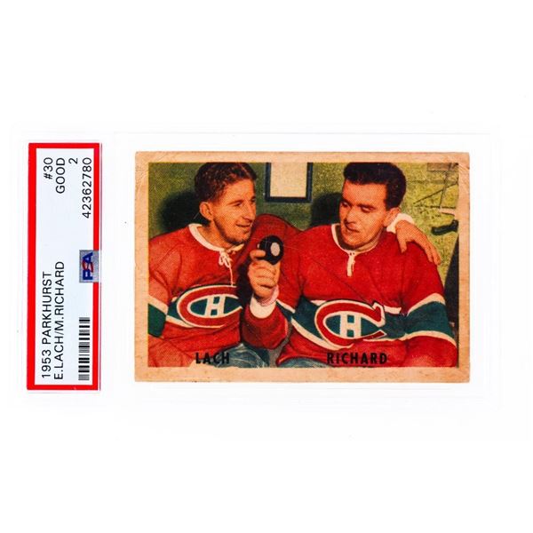 1953 Parkhurst #30 Elmer Lach/Maurice Richard PSA 2- (MME)