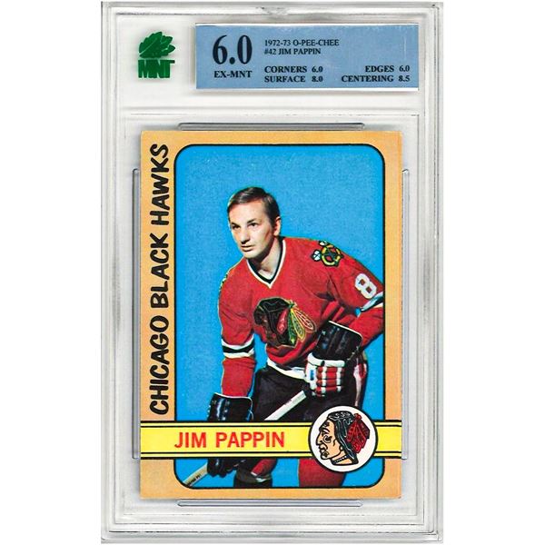 SR -  1972-73 O-Pee-Chee #42 Jim Pappin Chicago Blackhawks Graded 6