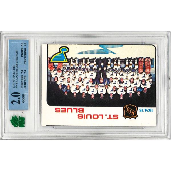 SR - 1975-76 O-Pee-Chee Louis Blues Team Checklist #96 Graded 2 MNT