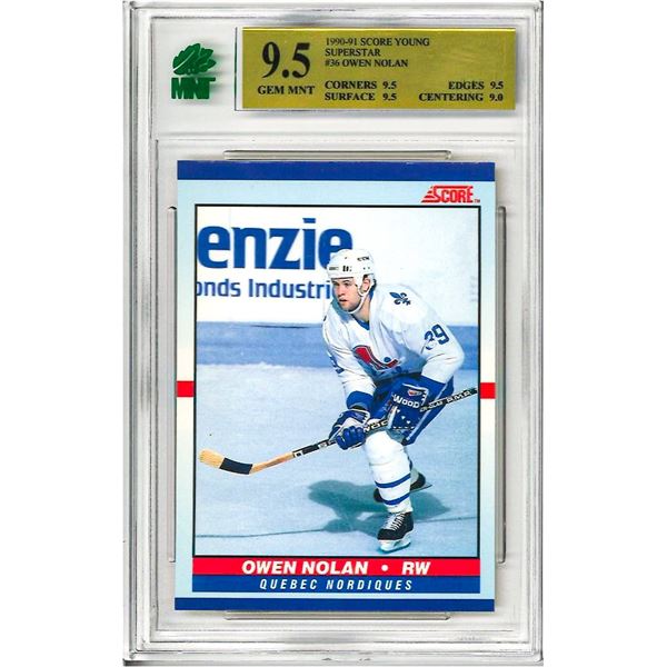 MR -  1990-91 Score Young Superstars Nordiques Hockey Card #36 Owen Nolan Graded 9.5 MNT