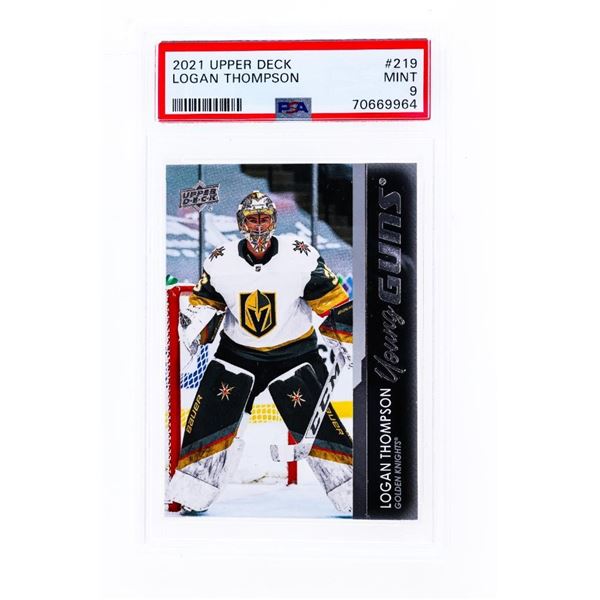 2021-22 Upper Deck Logan Thompson Young Guns #219 Golden Knights RC PSA 9 MINT (MG)