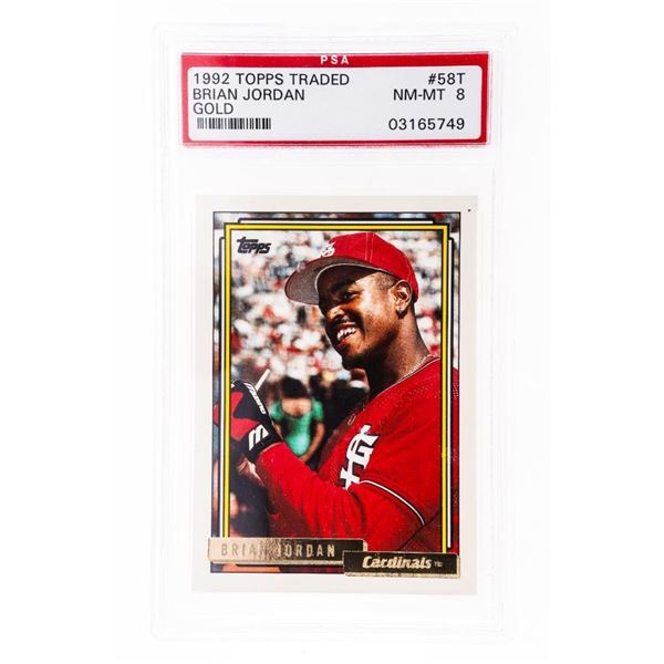 1992 Topps Traded Gold Brian Jordan #58T PSA 8 Rookie RC #58T