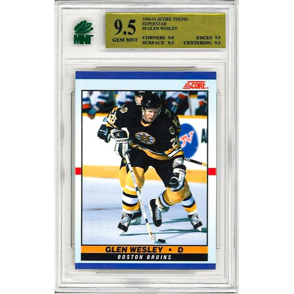 MR -  1990-91 Score Young Superstars - #8 Glen Wesley - Boston Bruins #8 Graded 9.5 MNT