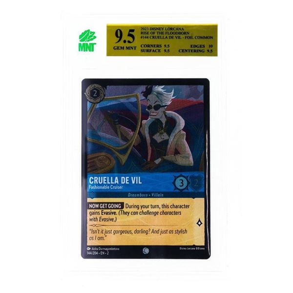 2023 DISNEY LORCANA Rise of The Floodborn #144 Cruella De Vil - Foil Uncommon GEM MNT 9.5