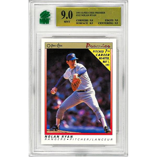 SE - 1991 O Pee Chee Premier Nolan Ryan #102 Graded 9 MNT