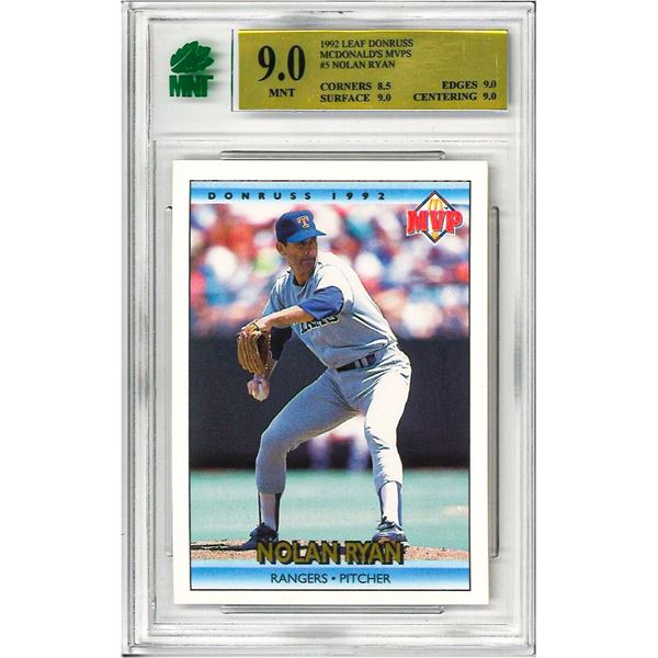 ER - 1992 Donruss McDonald's MVP Nolan Ryan Texas Rangers #5 Graded 9