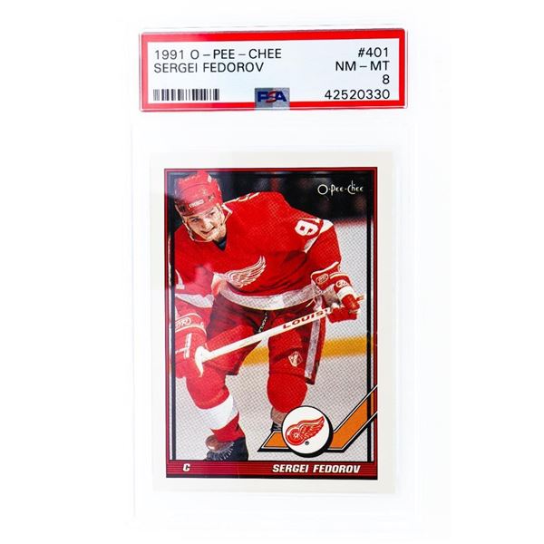 1991 OPC #401 Sergei Fedorov PSA 8
