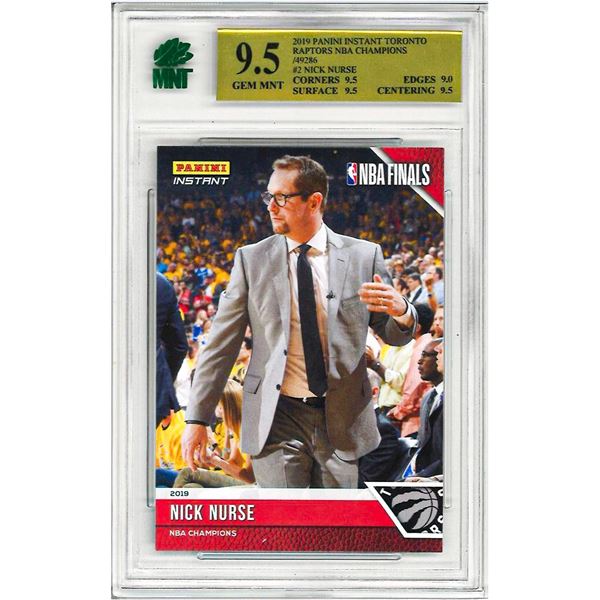 ER - 2018-19 Panini Instant NBA Finals Green /10 Nick Nurse #2 Graded 9.5