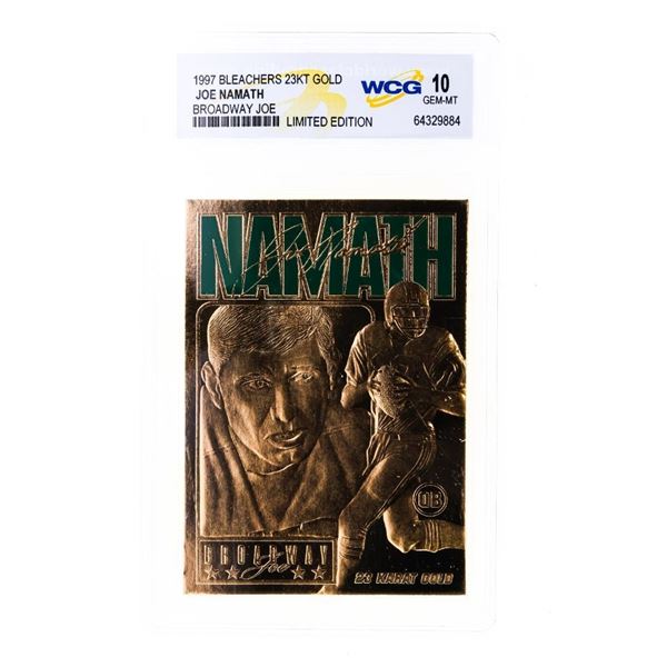 1997 Bleachers 23kt Gold "JOE NAMATH" Broadway Joe Limited Edition WCG 10 Gem MT