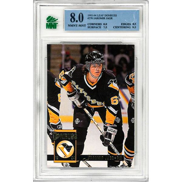 SE -  1993 Donruss Jaromir Jagr #270 Pittsburgh Penguins Hockey Card Graded 8