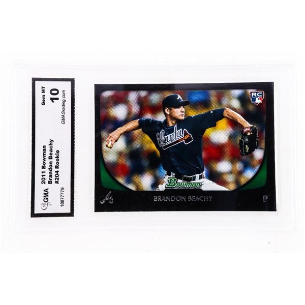 2011 Bowman Brandon Beachy #204 Rookie GMA Gem Mint 10