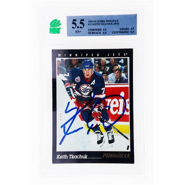 MK - Keith Tkachuk (IPA) 1993-94 Score Pinnacle #33 Signed - MNT 5.5
