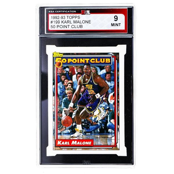 (SE) 1992-93 TOPPS #199 Karl Malone 50 Point Club KSA 9 Mint