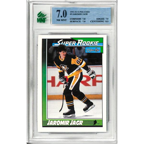 SE - 1991 O-Pee-Chee #9 Jaromir Jagr Super Rookie Graded 7 MNT