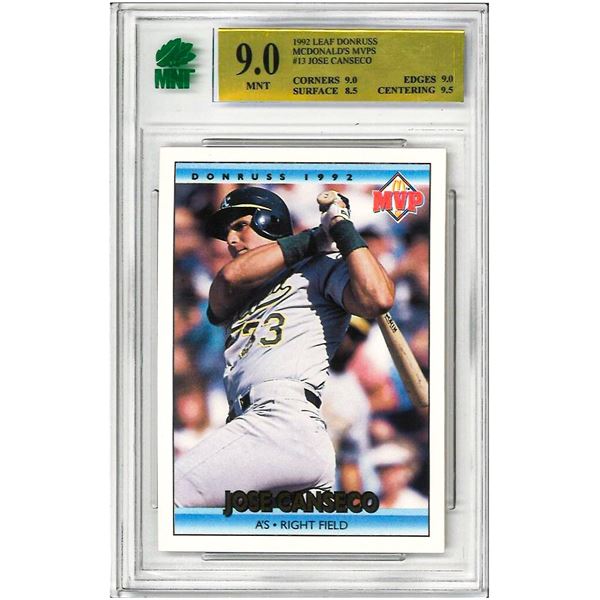 ER - 1992 Donruss McDonald's MVP #13 Jose Canseco Oakland Athletics #13 Graded 9