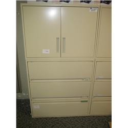 Beige 3 Drawer Lateral File Cabinet W/storage