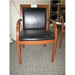 Black Leather Cherry Frame Client Chair