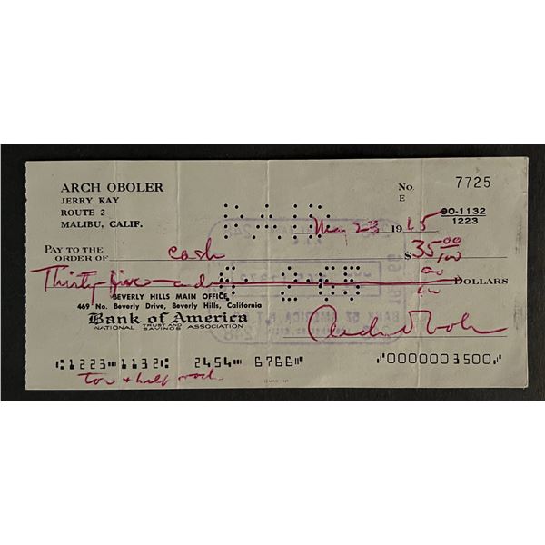 Arch Oboler signed check