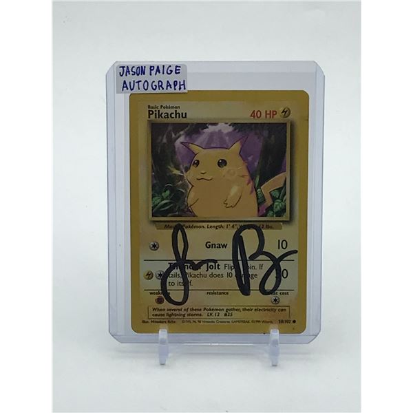 JASON PAIGE SIGNED PIKACHU HP40 CARD
