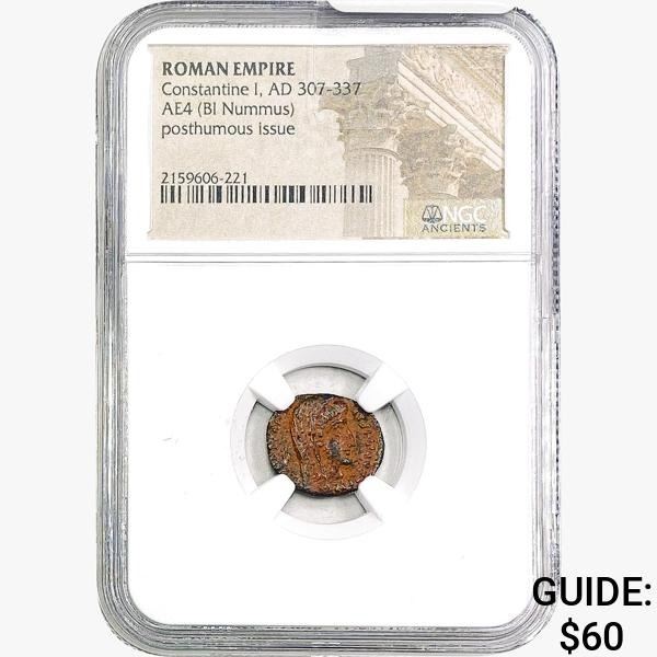 Roman Constantine I, AD 307-337 AE4 BI Nummus