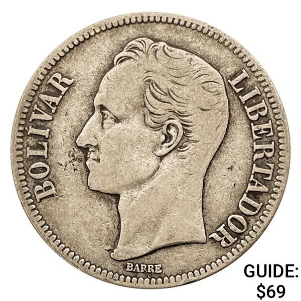 1929 Venezuela Silver 5 Bolivares