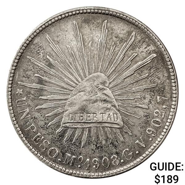 1908Mo GV Mexico Silver Peso