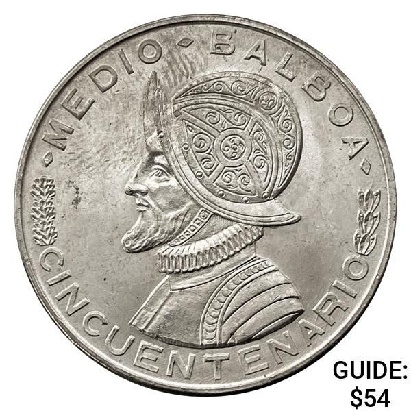 1953 Panama .3617oz Silver 1/2 Balboa