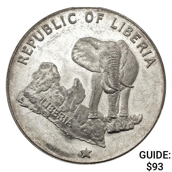 1973 Liberia .9867oz Silver 5 Dollars