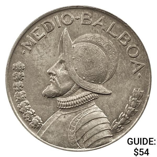 1947 Panama .3617oz Silver 1/2 Balboa