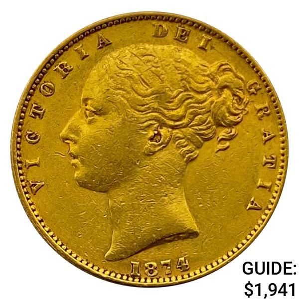 1874-M Australia .2355oz Gold Sovereign