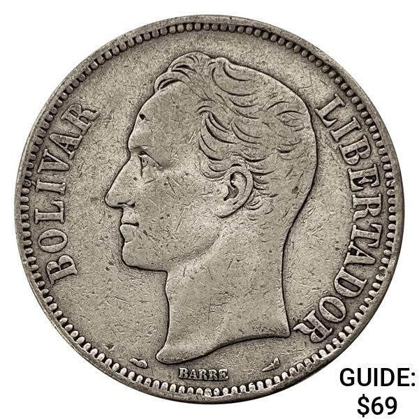 1911 Venezuela Silver 5 Bolivares