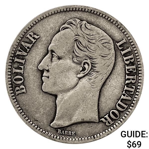 1924 Venezuela Silver 5 Bolivares