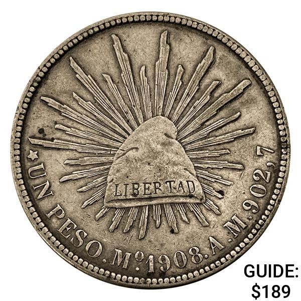 1908Mo AM Mexico Silver Peso