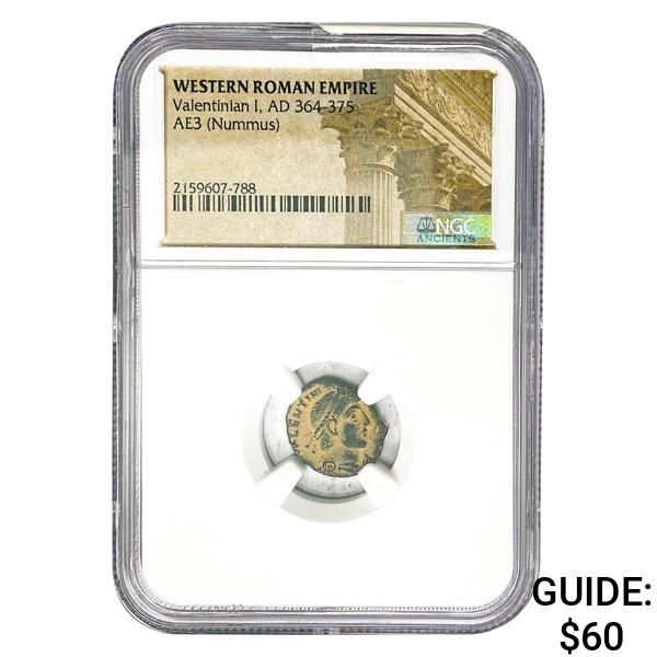 West Roman Valentinian I, AD 364-375 AE3 Nummus