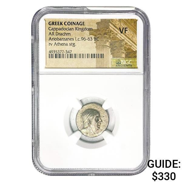 Greek Cappadocian 96-63 BC Silver Drachm