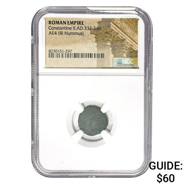 Roman Constantine II, AD 337-340 AE4 BI Nummus