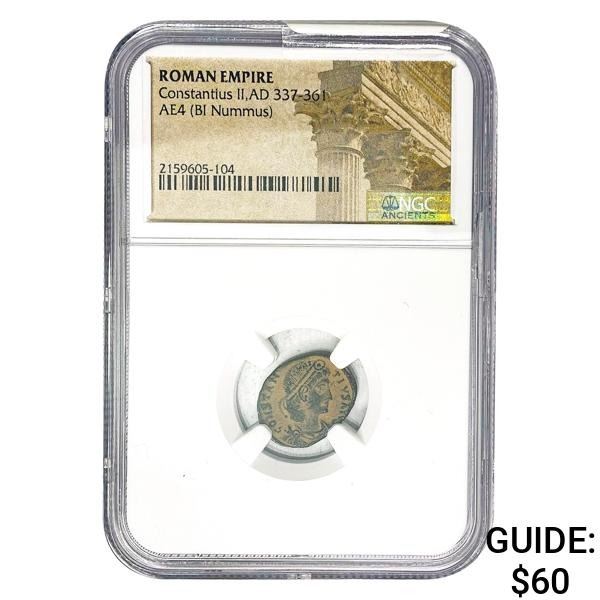 Roman Constantius II, AD 337-361 AE4 BI Nummus