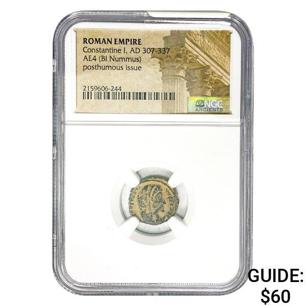 Roman Constantine I, AD 307-337 AE4 BI Nummus