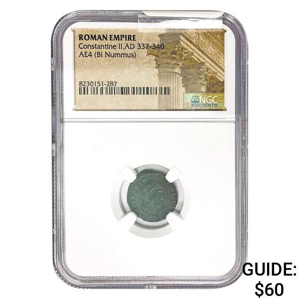 Roman Constantine II, AD 337-340 AE4 BI Nummus