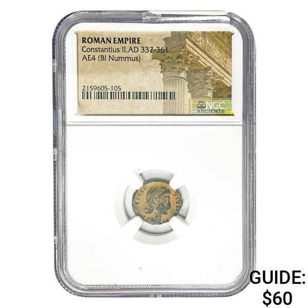 Roman Constantius II, AD 337-361 AE4 BI Nummus