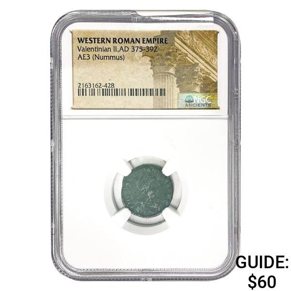 West Roman Valentinian II, AD 375-392 AE3 Nummus