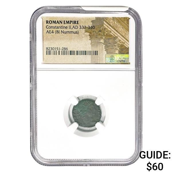 Roman Constantine II, AD 337-340 AE4 BI Nummus