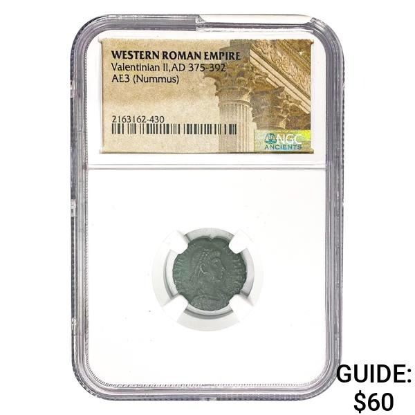 West Roman Valentinian II, AD 375-392 AE3 Nummus