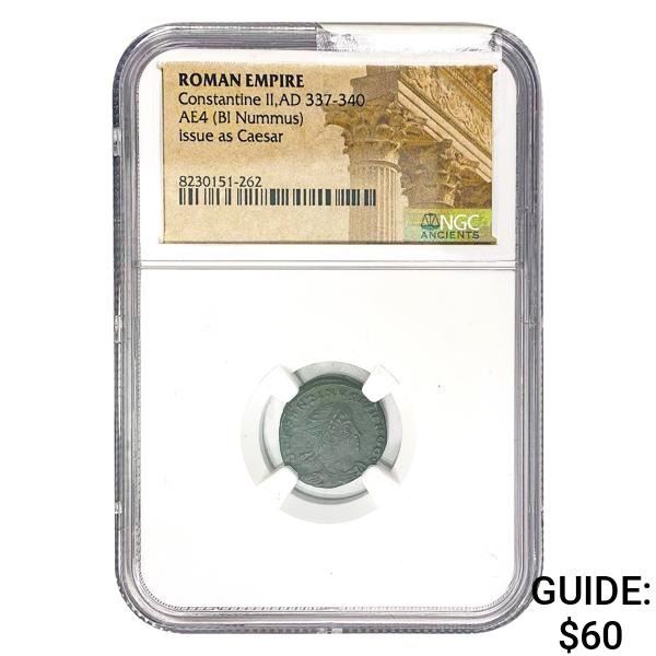 Roman Constantine II, AD 337-340 AE4 BI Nummus