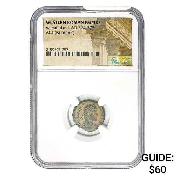 West Roman Valentinian I, AD 364-375 AE3 Nummus