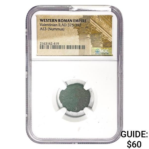 West Roman Valentinian II, AD 375-392 AE3 Nummus