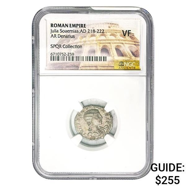 Roman Julia Soaemias, AD 218-22 Silver Denarius