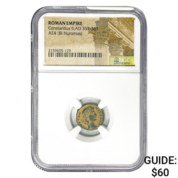 Roman Constantius II, AD 337-361 AE4 BI Nummus