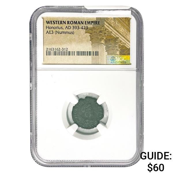 West Roman Honorius, AD 393-423 AE3 Nummus